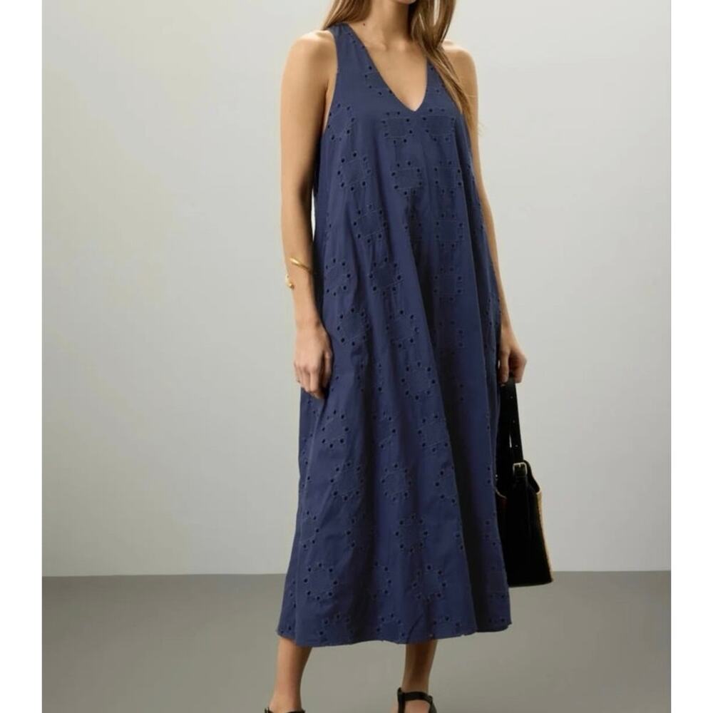 Thakoon Navy Eyelet Shift Dress XS